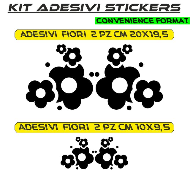 Adesivi fiori per auto moto vetri camper decorazione mobili cameretta SCEGLI COLORE COD.0092 a €12.99 solo da DualColorStampe
