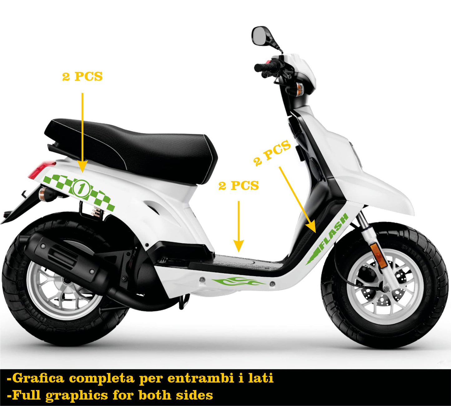 DualColorStampe Adesivi Compatibili con BOOSTER MBK Deezer SCACCHI DX-SX accessori stickers Motociclo colore a scelta COD.M0276 a €14.99 solo da DualColorStampe