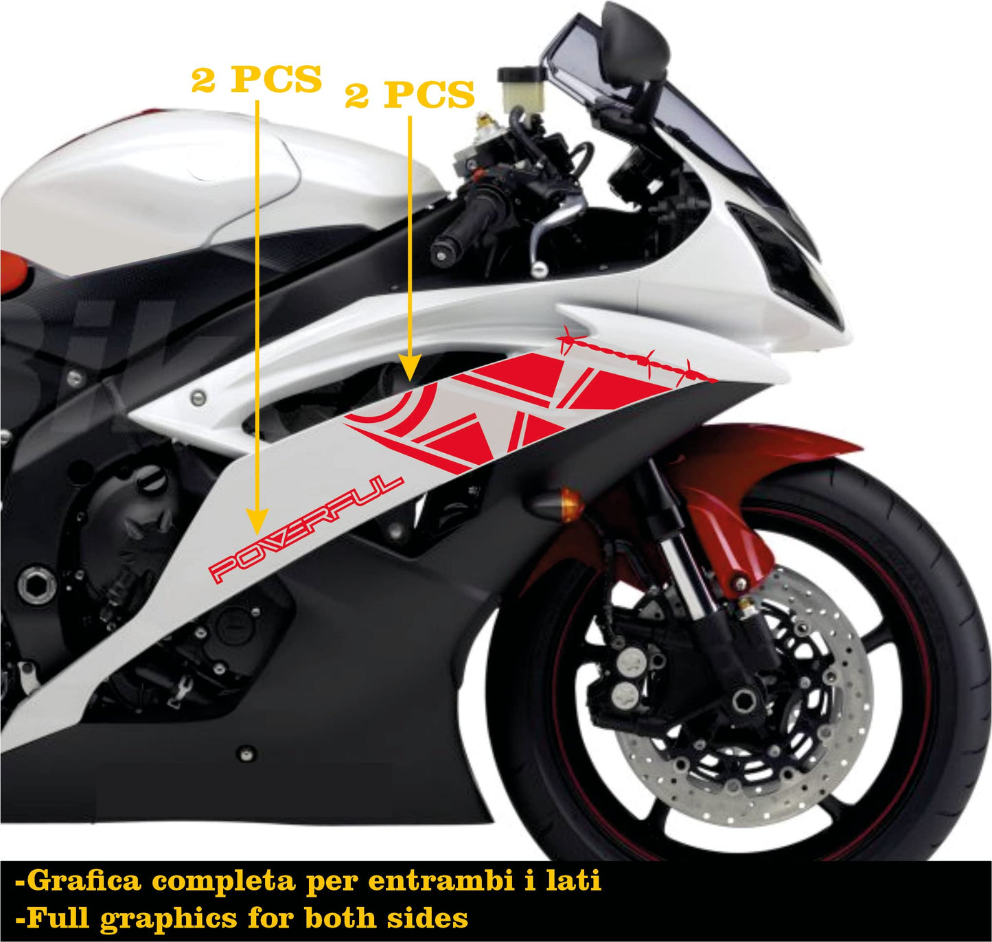 DualColorStampe Adesivi Compatibili con Yamaha R6 ANNO 2008 carena moto accessori stickers Motociclo colore a scelta POWERFUL COD.M0283 a €34.99 solo da DualColorStampe