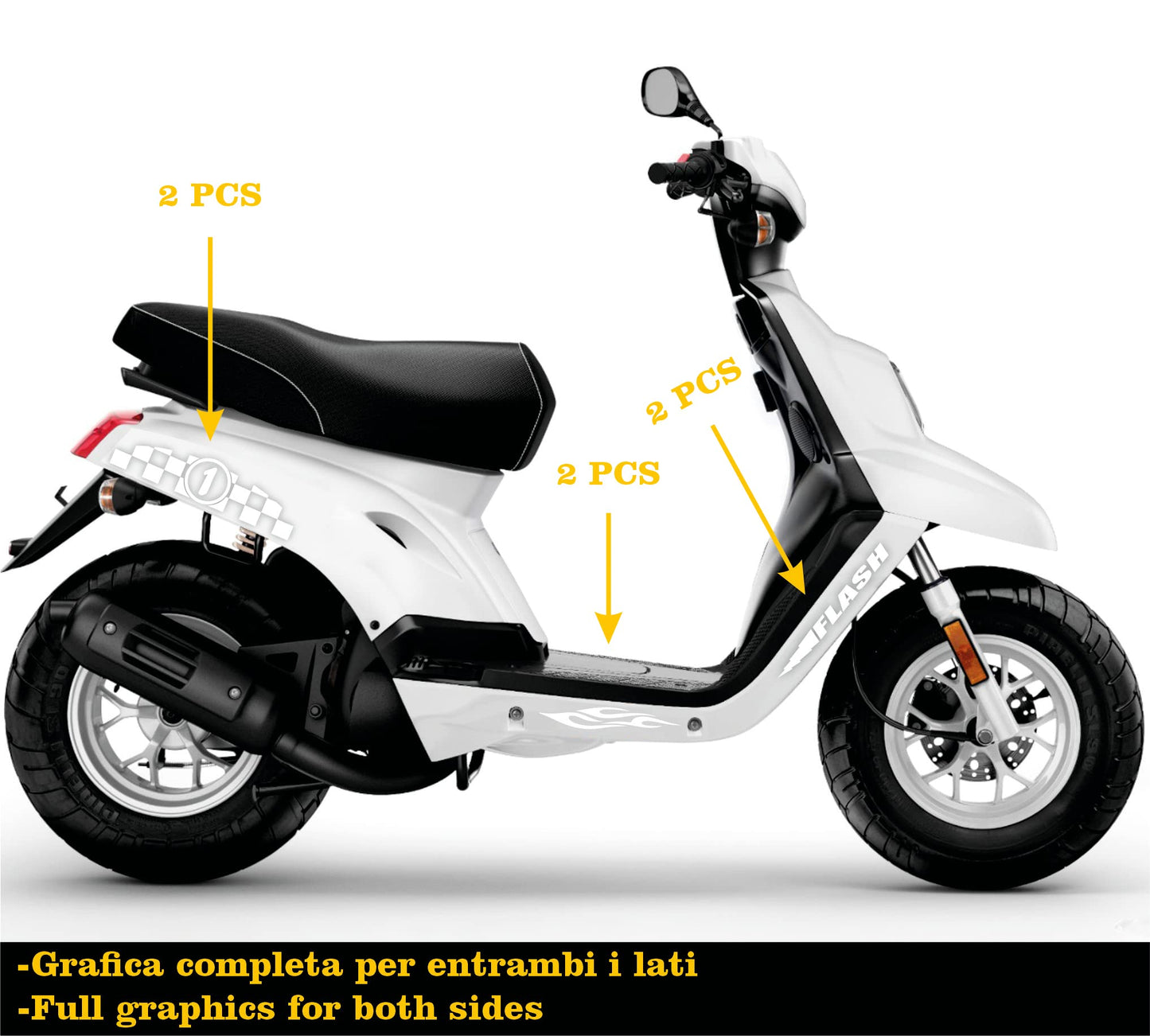 DualColorStampe Adesivi Compatibili con BOOSTER MBK Deezer SCACCHI DX-SX accessori stickers Motociclo colore a scelta COD.M0276 a €14.99 solo da DualColorStampe