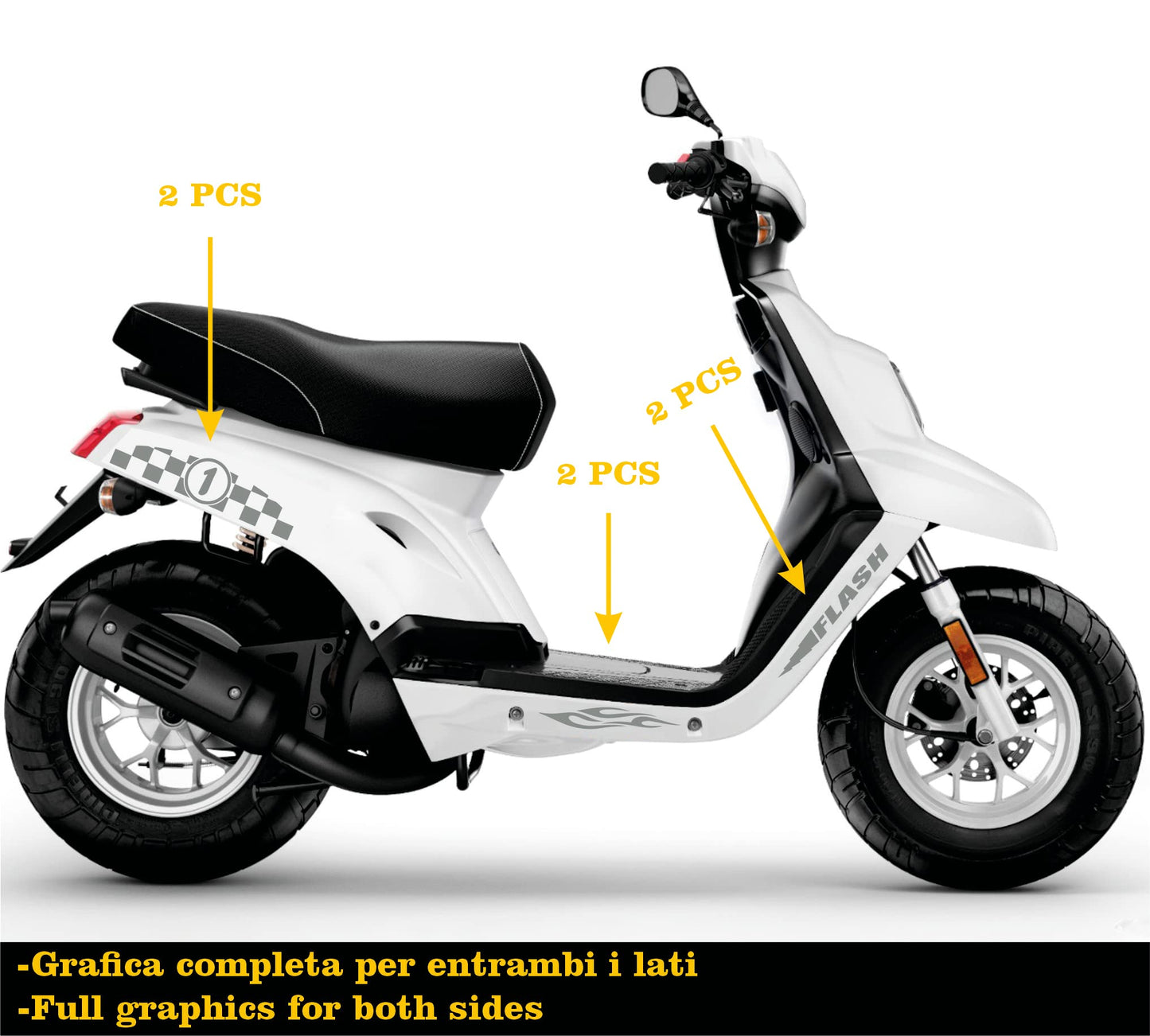 DualColorStampe Adesivi Compatibili con BOOSTER MBK Deezer SCACCHI DX-SX accessori stickers Motociclo colore a scelta COD.M0276 a €14.99 solo da DualColorStampe