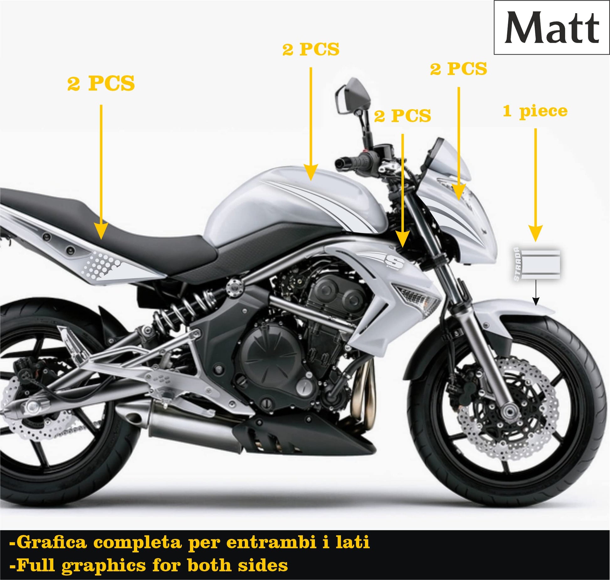 DualColorStampe Adesivi Compatibili con Kawasaki ER-6N (2009-20011) serbatoio DX-SX stickers Moto Motorbike COD.M0147 a €39.99 solo da DualColorStampe