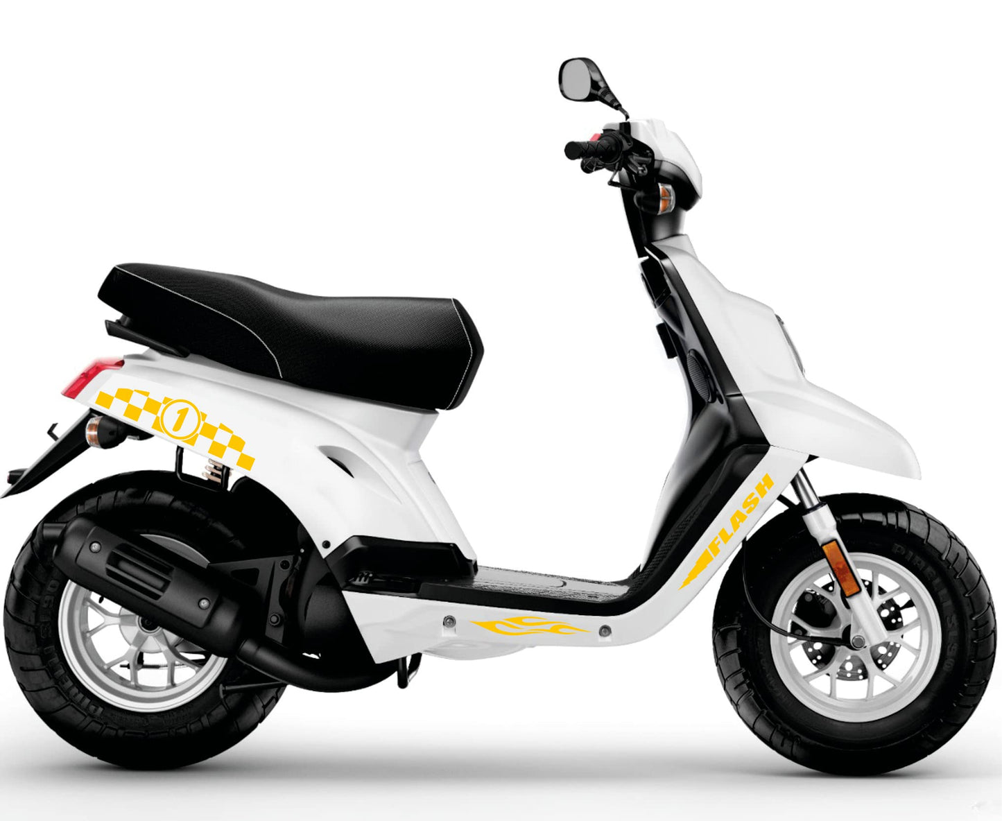 DualColorStampe Adesivi Compatibili con BOOSTER MBK Deezer SCACCHI DX-SX accessori stickers Motociclo colore a scelta COD.M0276 a €14.99 solo da DualColorStampe