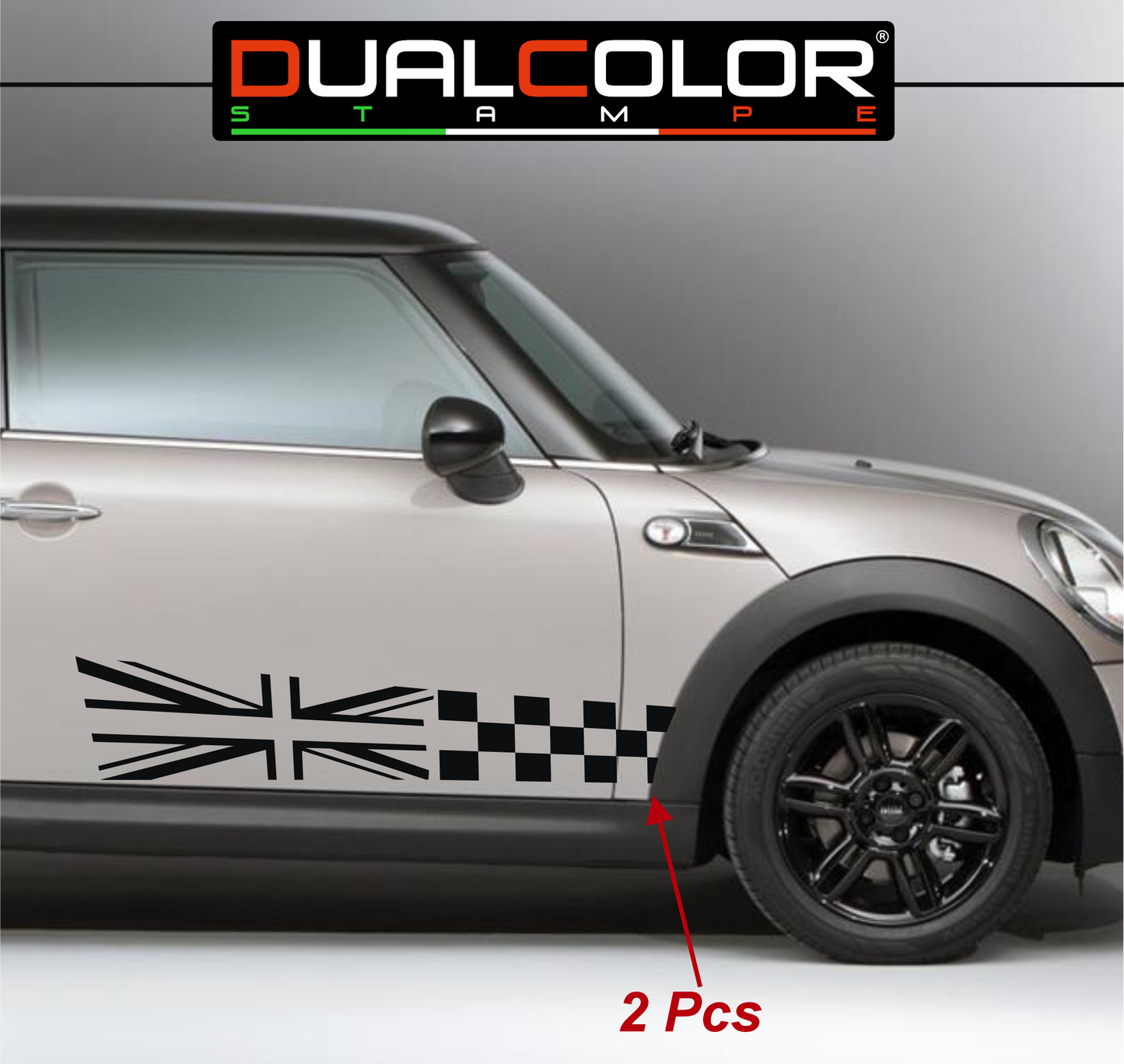 DualColor Prints Stickers Compatibel met Mini Cooper Sticker zijkant zijstreep DX-SX COD.0168