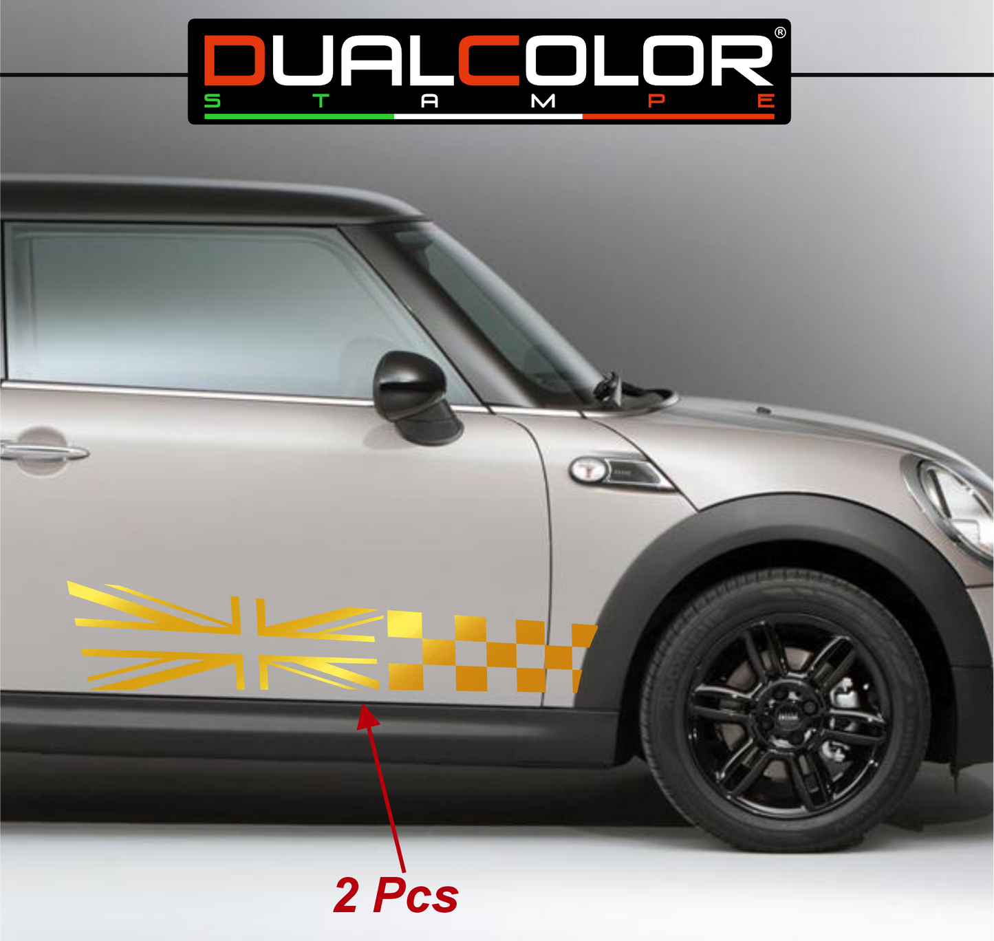 DualColor Prints Stickers Compatibel met Mini Cooper Sticker zijkant zijstreep DX-SX COD.0168