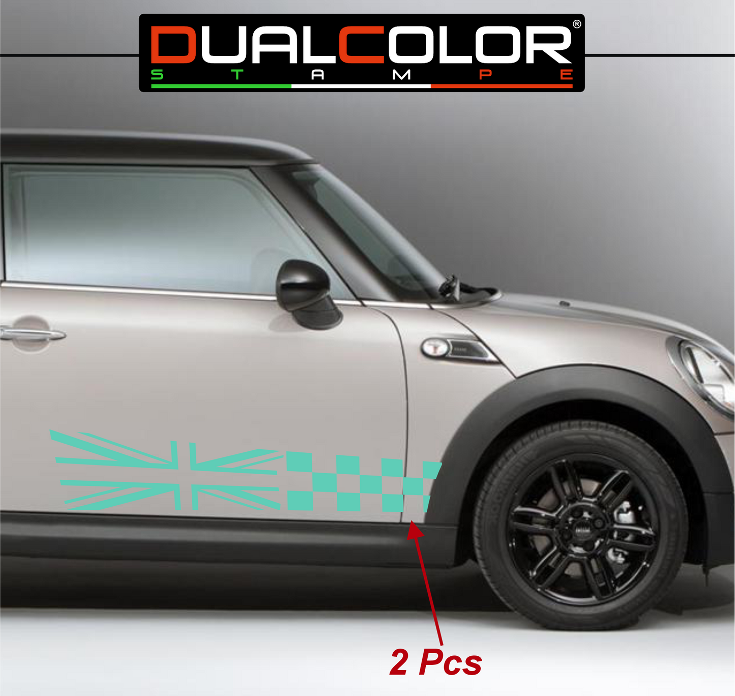 DualColor Prints Stickers Compatibel met Mini Cooper Sticker zijkant zijstreep DX-SX COD.0168