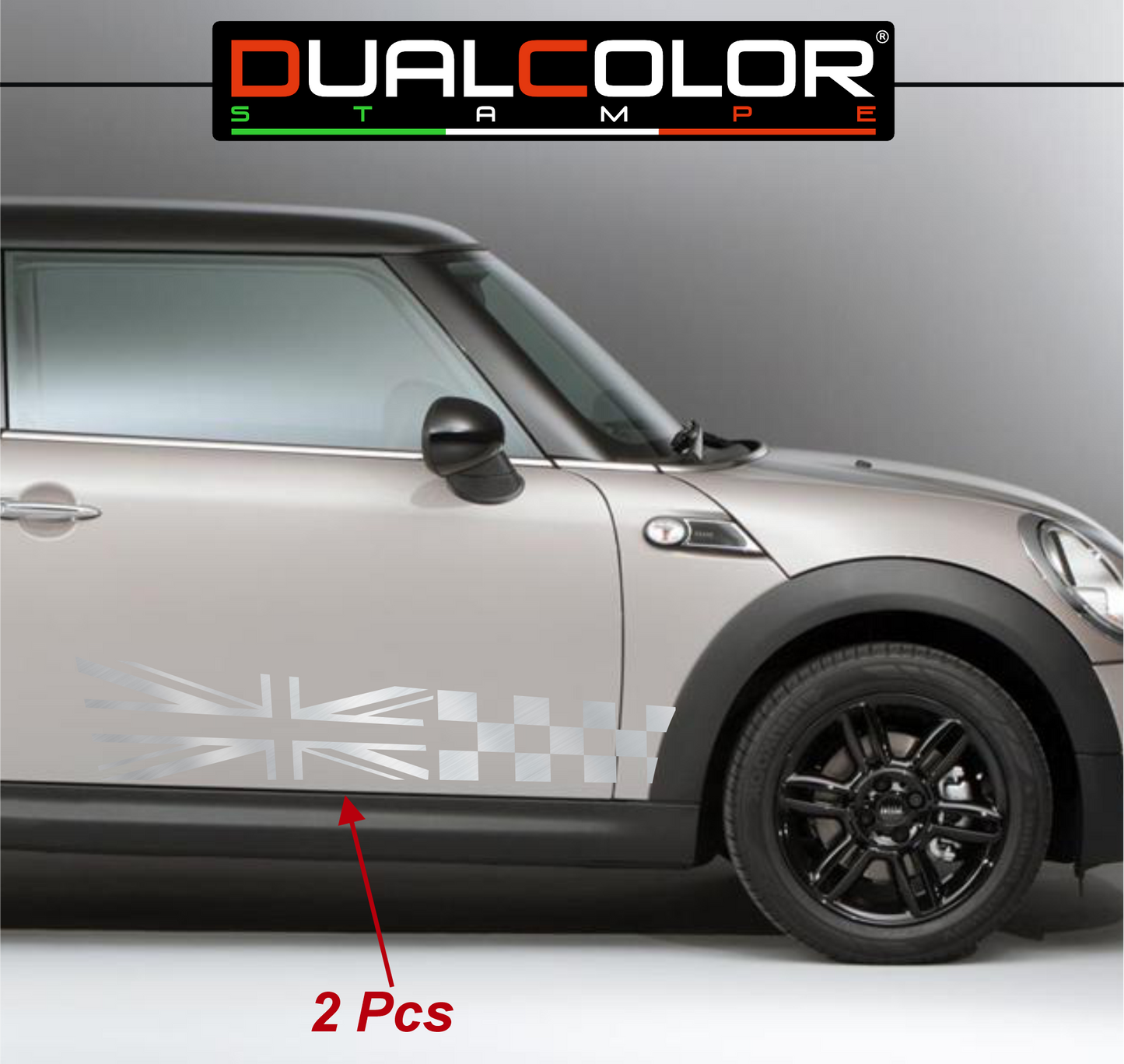 DualColor Prints Stickers Compatibel met Mini Cooper Sticker zijkant zijstreep DX-SX COD.0168