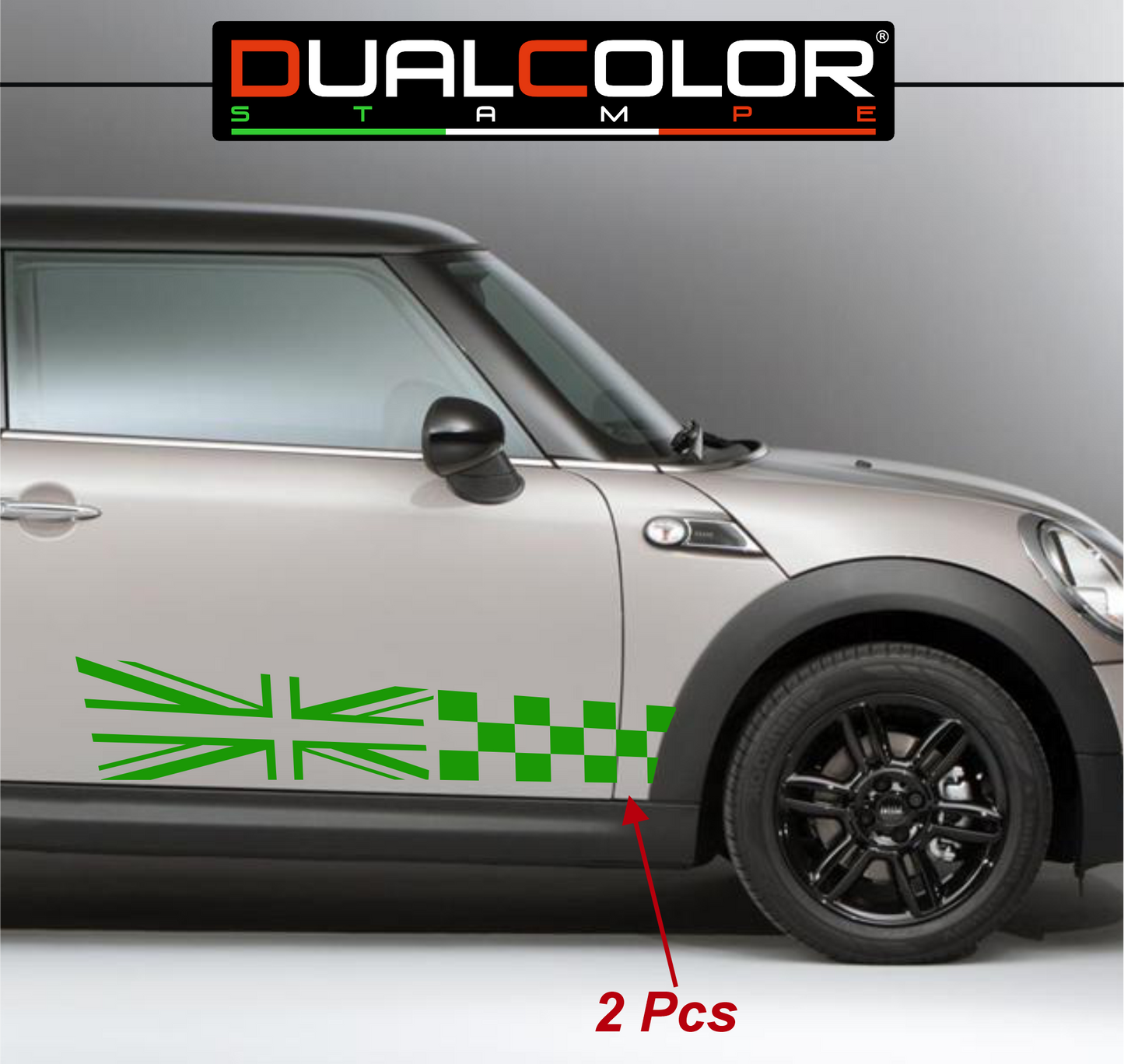 DualColor Prints Stickers Compatibel met Mini Cooper Sticker zijkant zijstreep DX-SX COD.0168