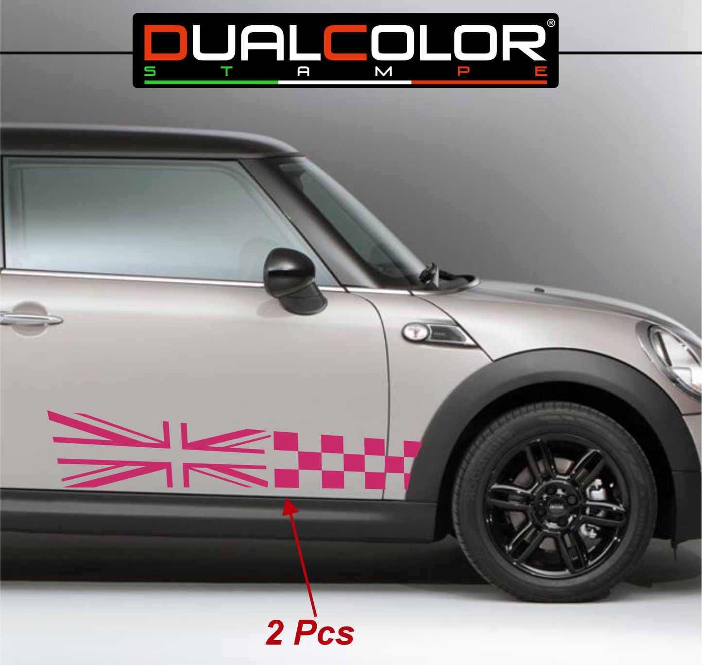 DualColor Prints Stickers Compatibel met Mini Cooper Sticker zijkant zijstreep DX-SX COD.0168