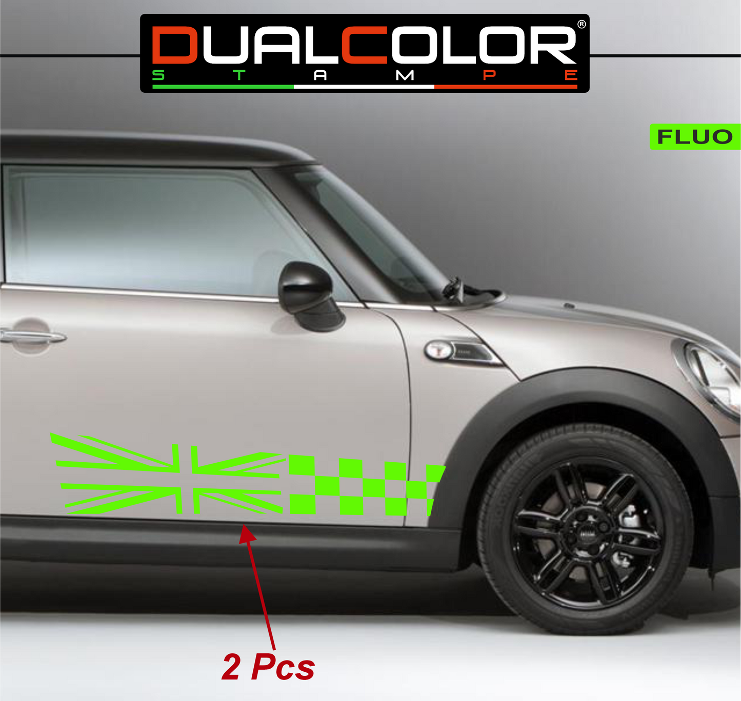 DualColor Prints Stickers Compatibel met Mini Cooper Sticker zijkant zijstreep DX-SX COD.0168