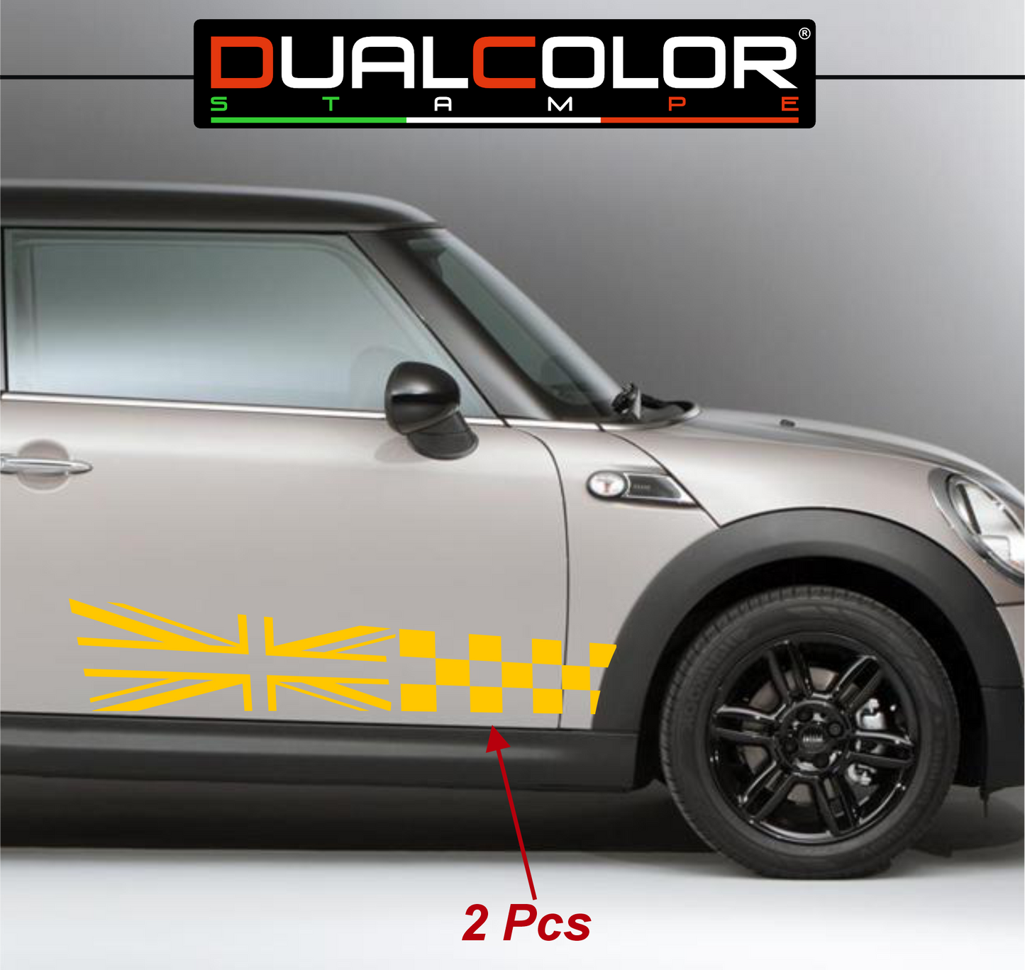 DualColor Prints Stickers Compatibel met Mini Cooper Sticker zijkant zijstreep DX-SX COD.0168