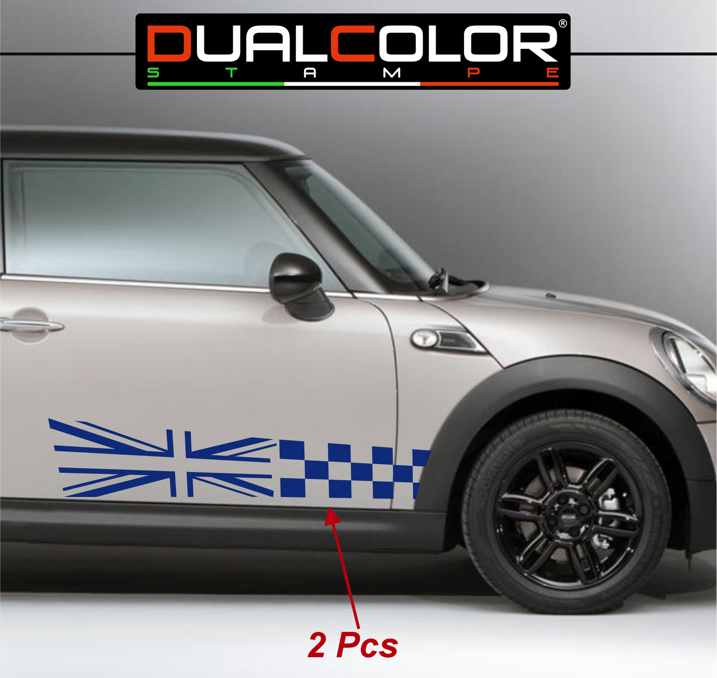 DualColor Prints Stickers Compatibel met Mini Cooper Sticker zijkant zijstreep DX-SX COD.0168