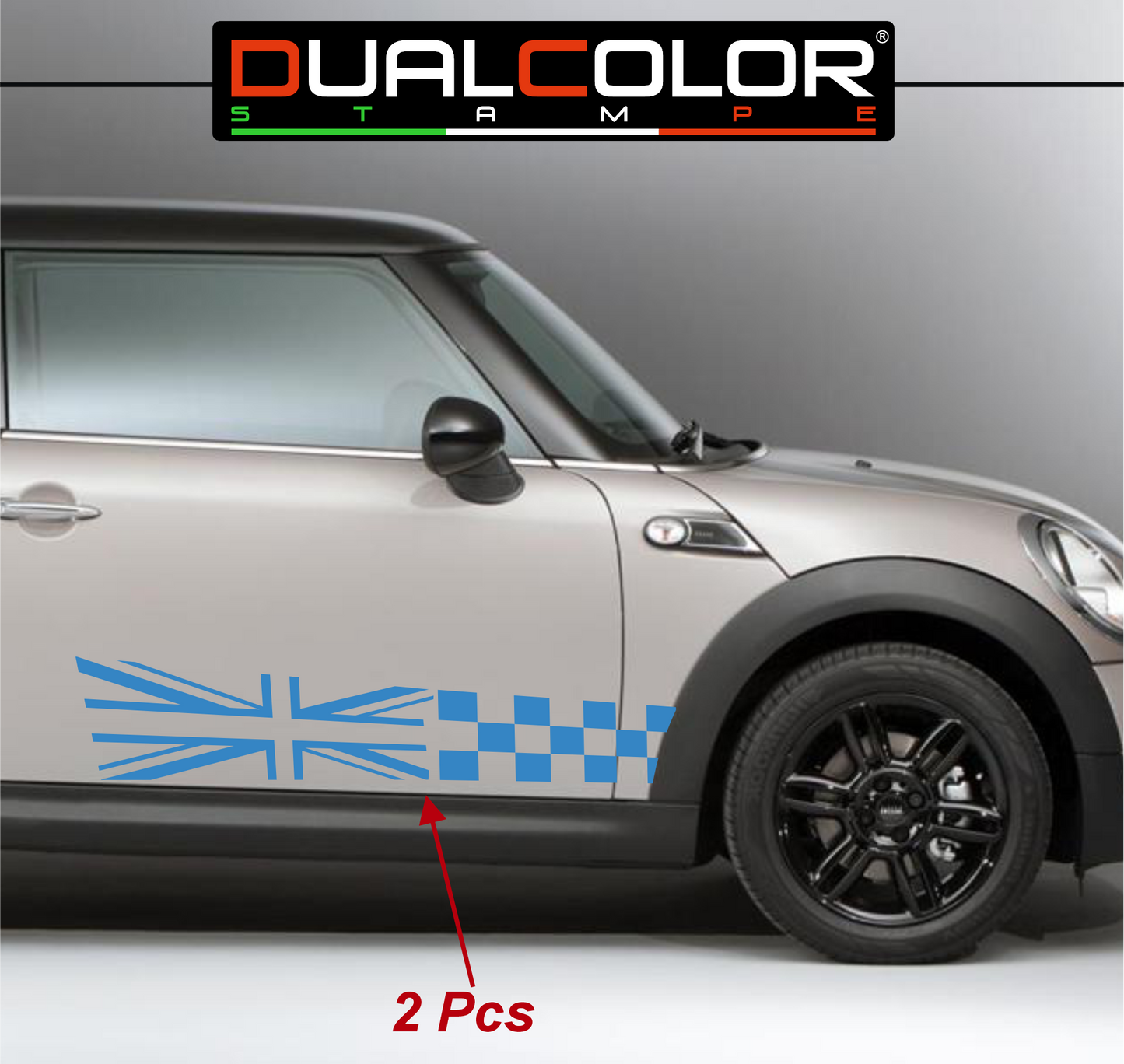 DualColor Prints Stickers Compatibel met Mini Cooper Sticker zijkant zijstreep DX-SX COD.0168