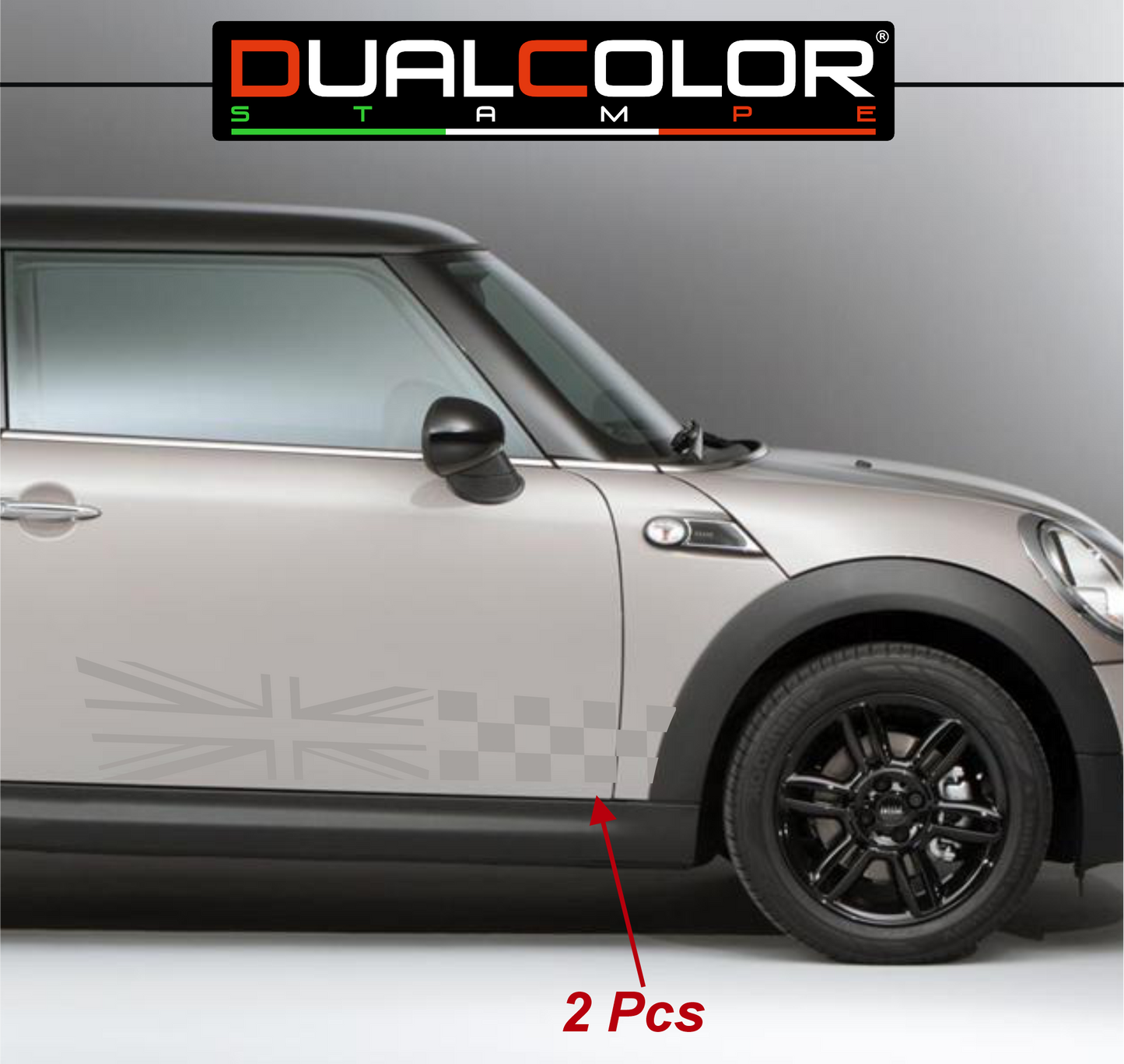 DualColor Prints Stickers Compatibel met Mini Cooper Sticker zijkant zijstreep DX-SX COD.0168