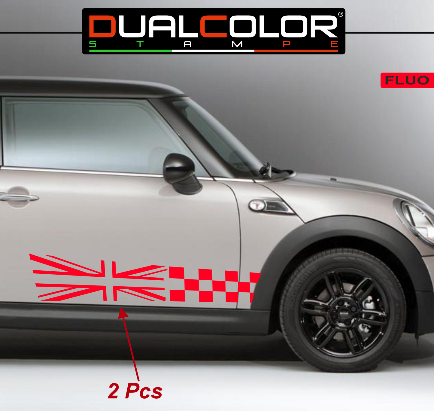 DualColor Prints Stickers Compatibel met Mini Cooper Sticker zijkant zijstreep DX-SX COD.0168