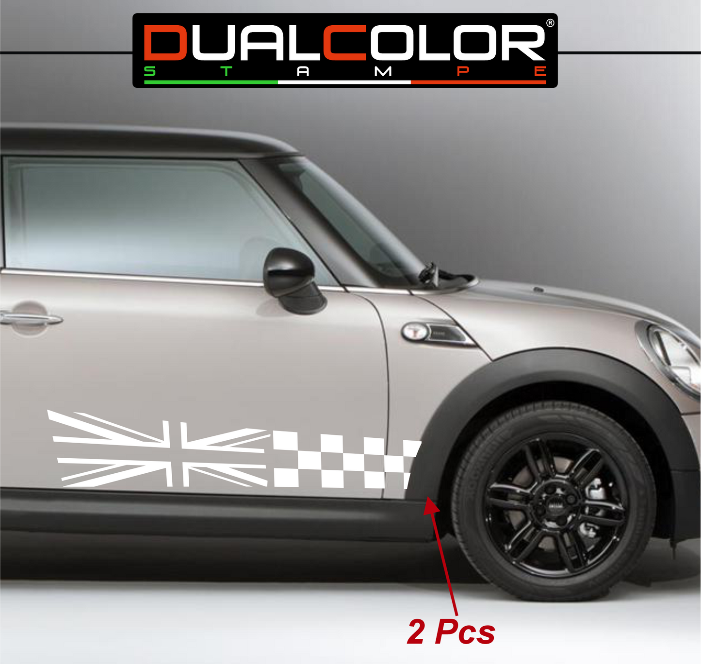 DualColor Prints Stickers Compatibel met Mini Cooper Sticker zijkant zijstreep DX-SX COD.0168