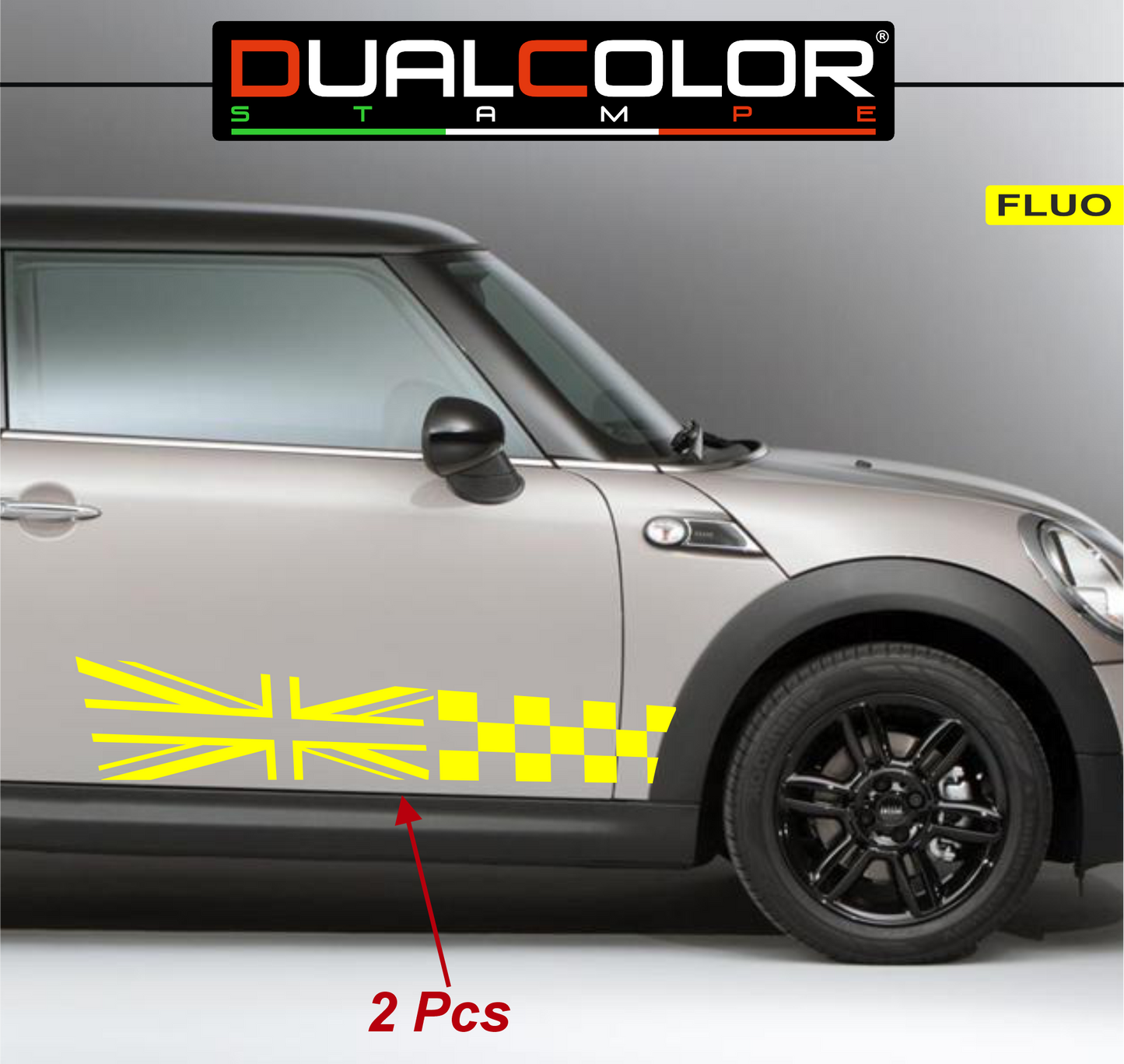 DualColor Prints Stickers Compatibel met Mini Cooper Sticker zijkant zijstreep DX-SX COD.0168