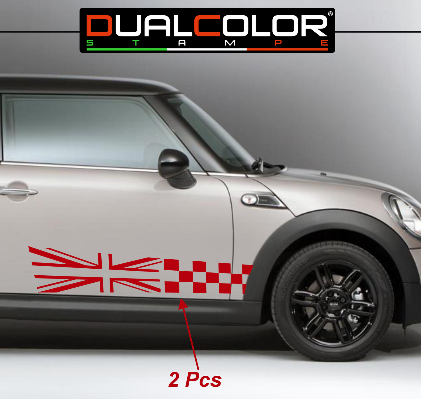 DualColor Prints Stickers Compatibel met Mini Cooper Sticker zijkant zijstreep DX-SX COD.0168