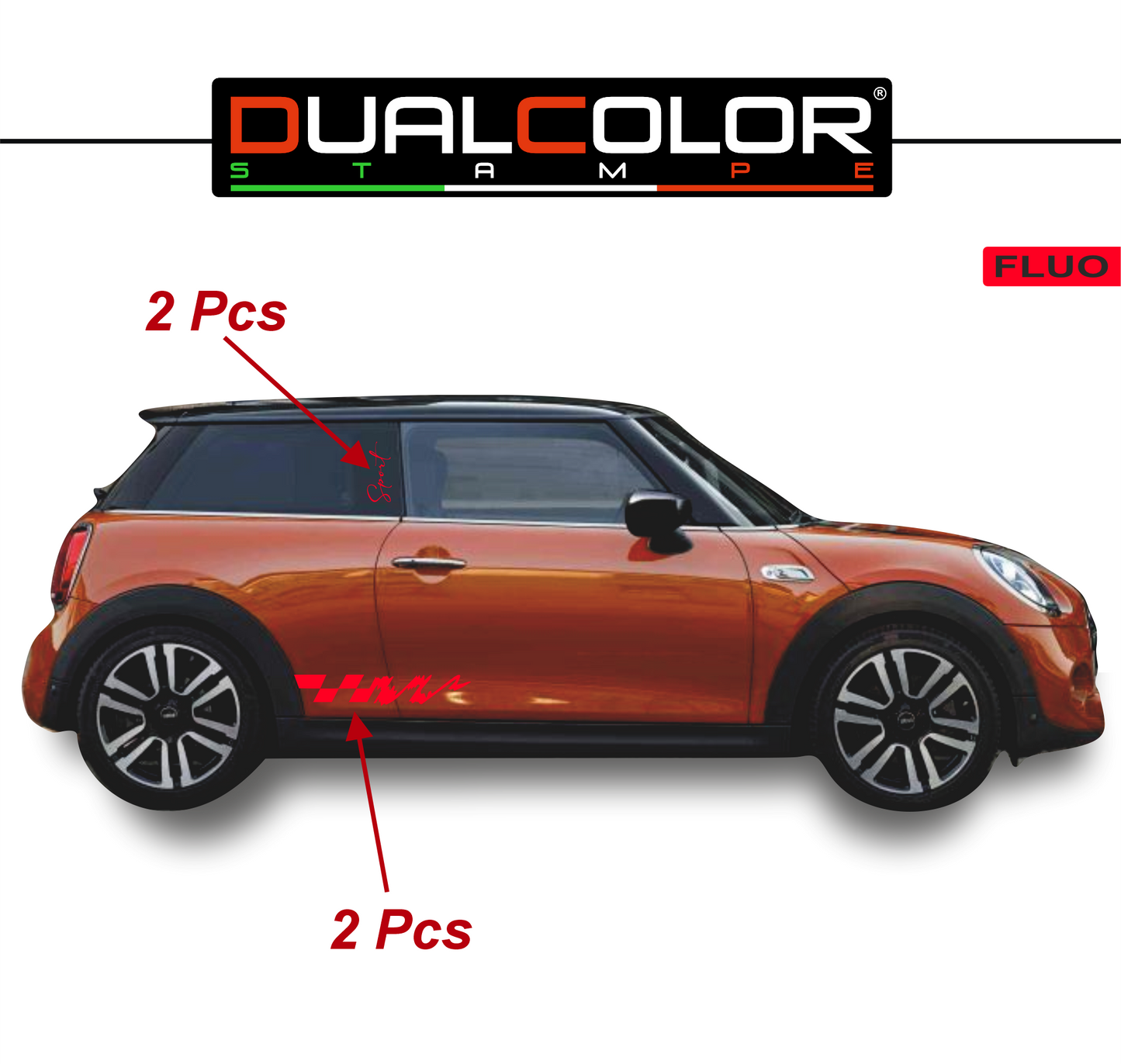 Adesivi compatibili con MINI Cooper S One JCW R50 R52 R53 R56 R57 F55 F56 F57 per minigonne laterali (4 pezzi) Strisce laterali decalcomania a scacchi 0372