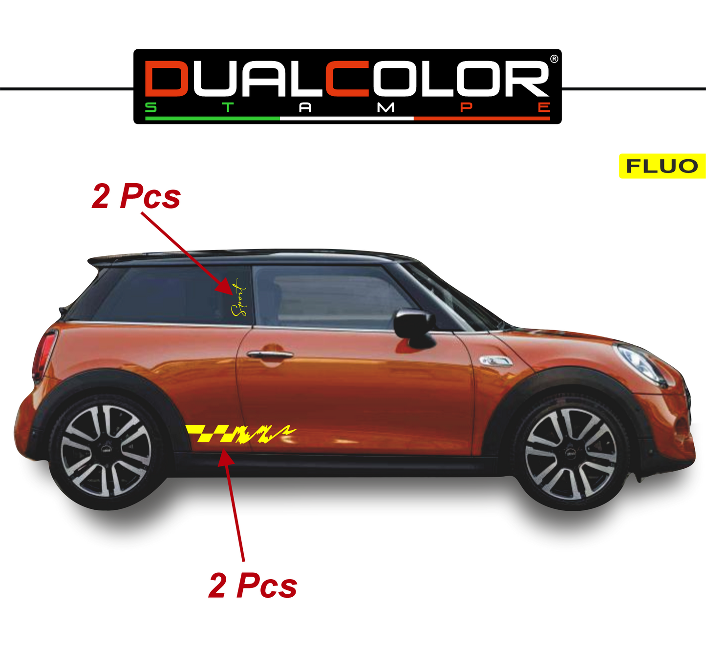 Adesivi compatibili con MINI Cooper S One JCW R50 R52 R53 R56 R57 F55 F56 F57 per minigonne laterali (4 pezzi) Strisce laterali decalcomania a scacchi 0372