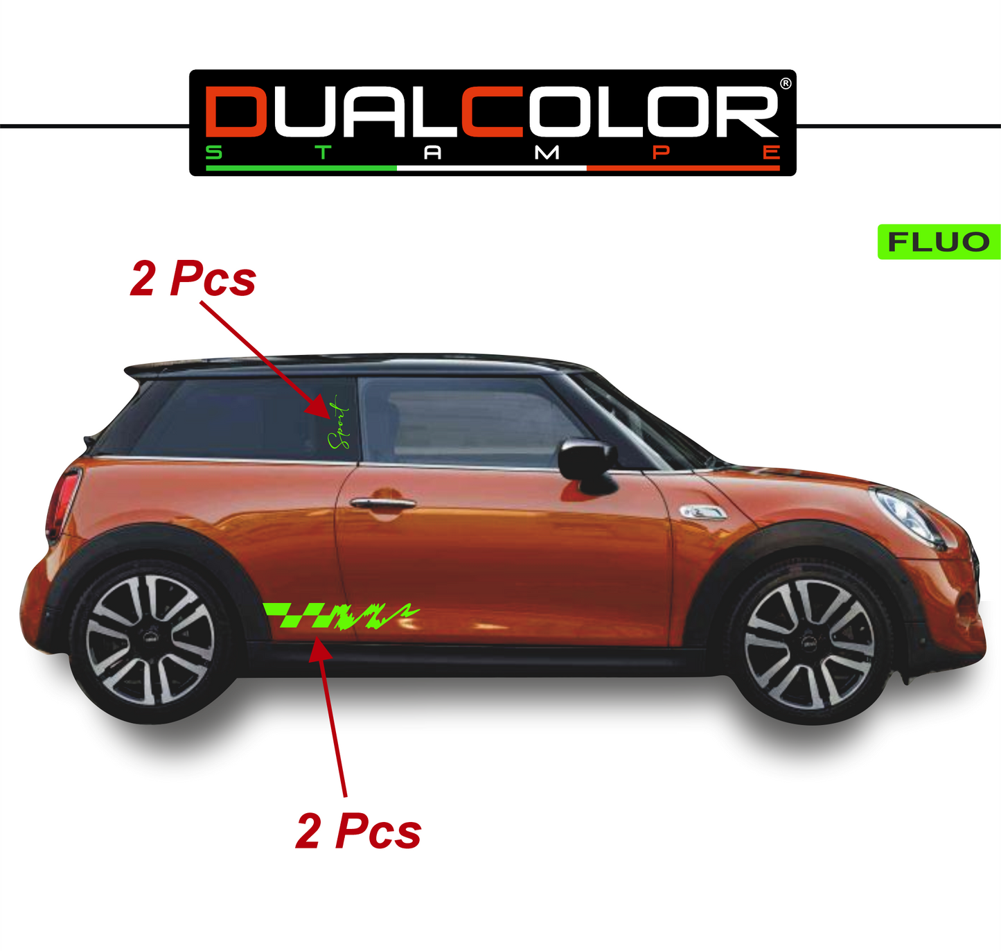 Adesivi compatibili con MINI Cooper S One JCW R50 R52 R53 R56 R57 F55 F56 F57 per minigonne laterali (4 pezzi) Strisce laterali decalcomania a scacchi 0372