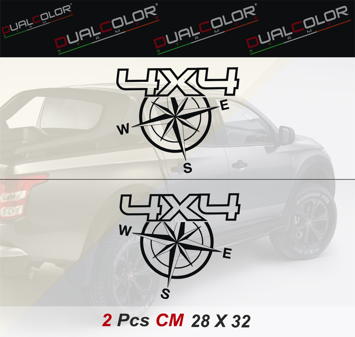 DualColor Prints STICKERS VOOR PICKUP 4X4 OFF ROAD (2 STUKS DX-SX) OFF-ROAD accessoires stickers sticker auto COD.0134