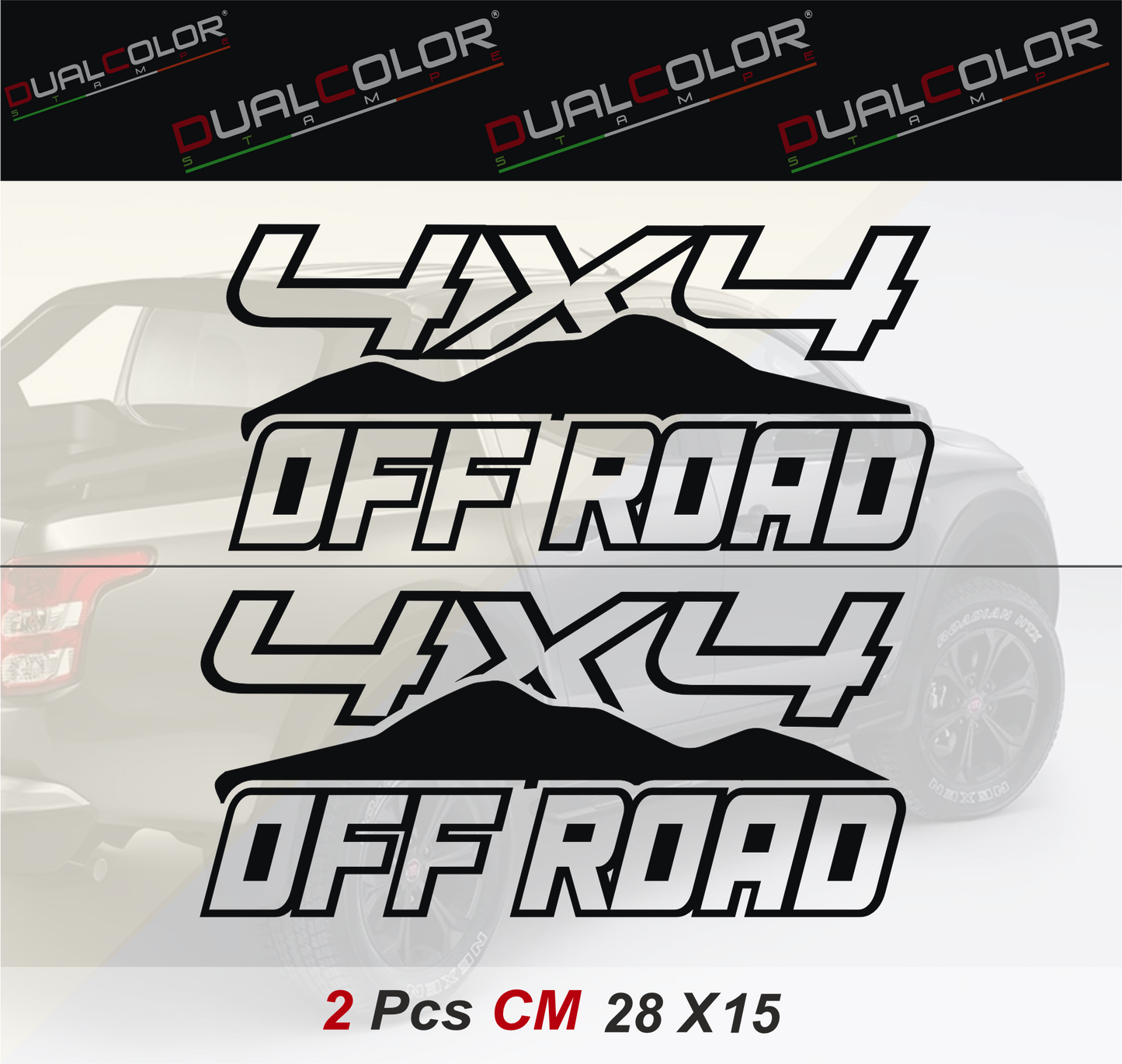 DualColor Prints STICKERS VOOR PICKUP 4X4 OFF ROAD (2 STUKS DX-SX) OFF-ROAD accessoires stickers sticker auto COD.0134