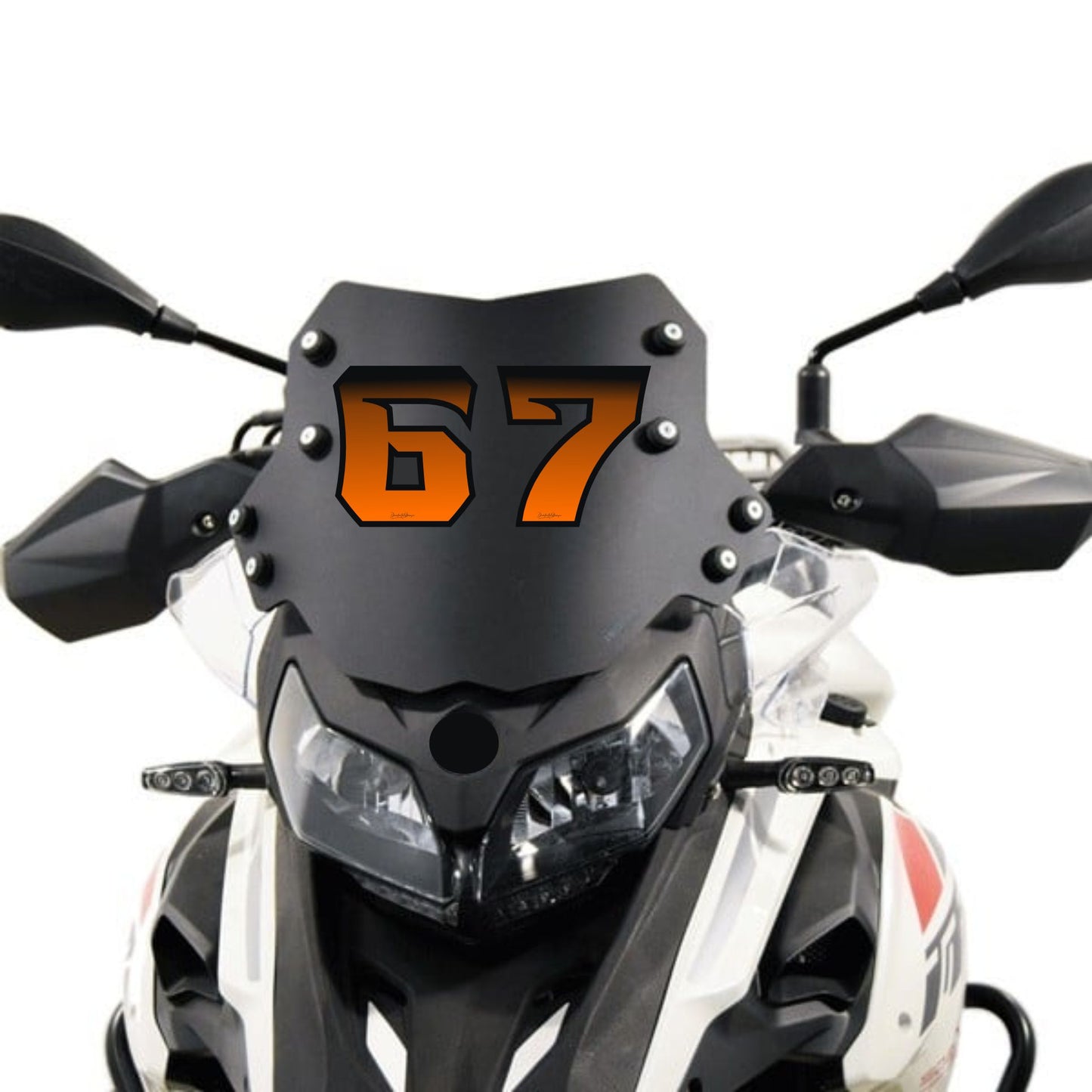 Numeri Adesivi Gara 0-9 per Moto, Caschi, Kart, Auto – Effetto Fiamma Arancione/Nero – Stickers Waterproof & UV – Decalcomanie Sport Racing Flame 0447