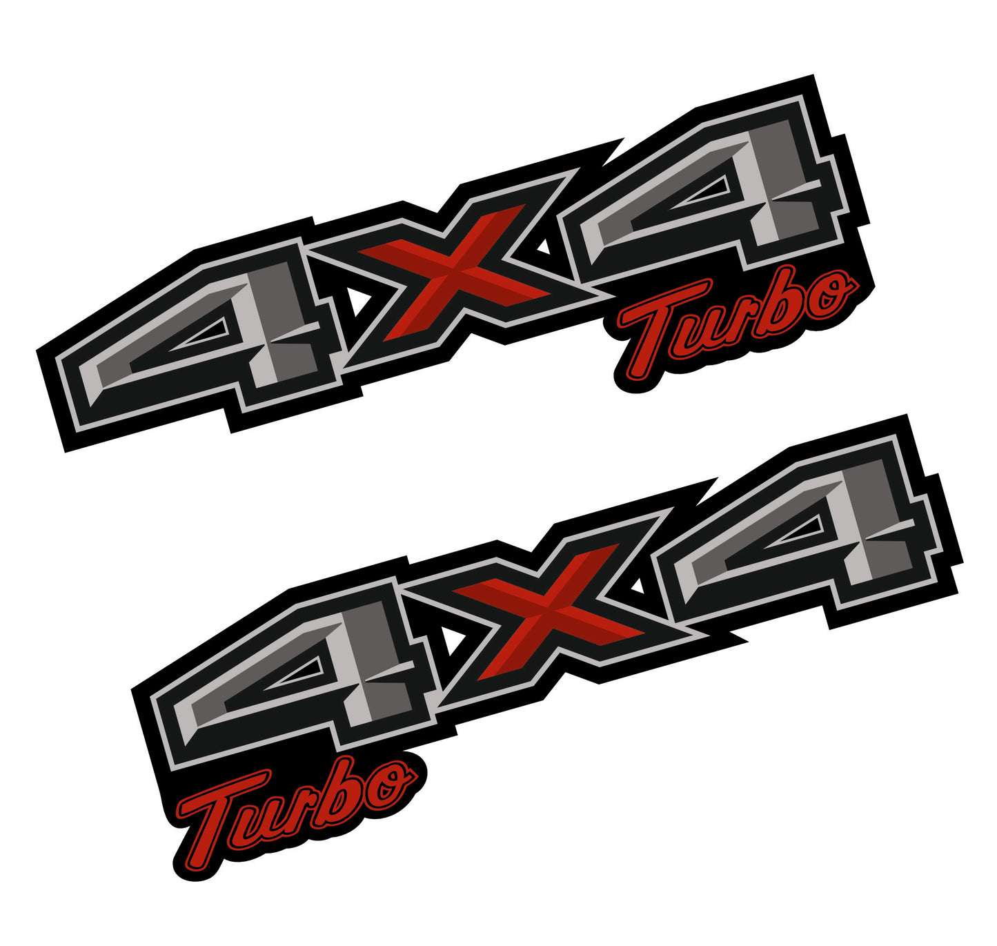 4x4 Turbo Adesivi per Auto e Fuoristrada, Set 2 Decalcomanie Laterali, 35 x 10 cm, Design Sportivo, Resistenti agli Agenti Atmosferici 0449