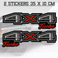 4x4 Turbo Adesivi per Auto e Fuoristrada, Set 2 Decalcomanie Laterali, 35 x 10 cm, Design Sportivo, Resistenti agli Agenti Atmosferici 0449