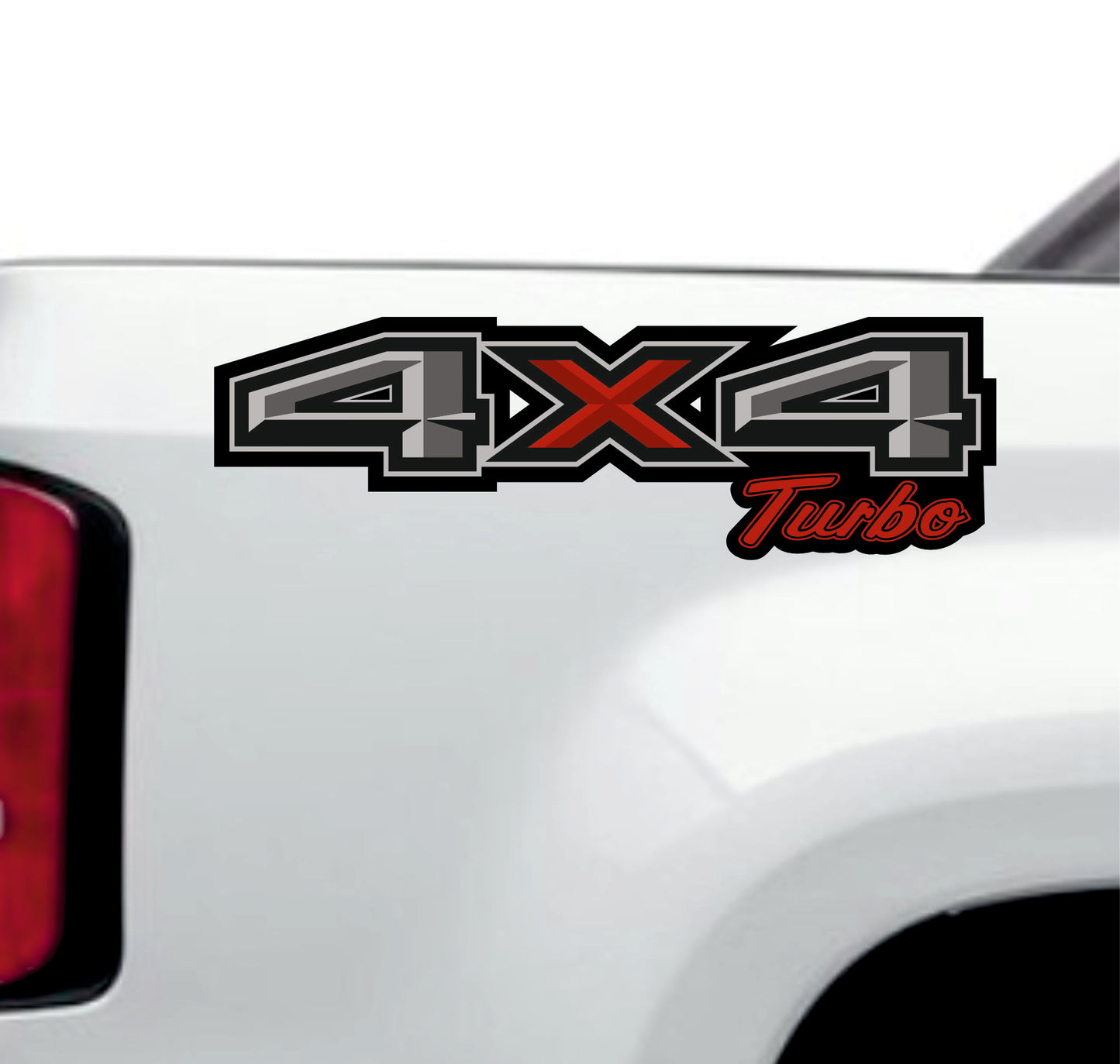 4x4 Turbo Adesivi per Auto e Fuoristrada, Set 2 Decalcomanie Laterali, 35 x 10 cm, Design Sportivo, Resistenti agli Agenti Atmosferici 0449