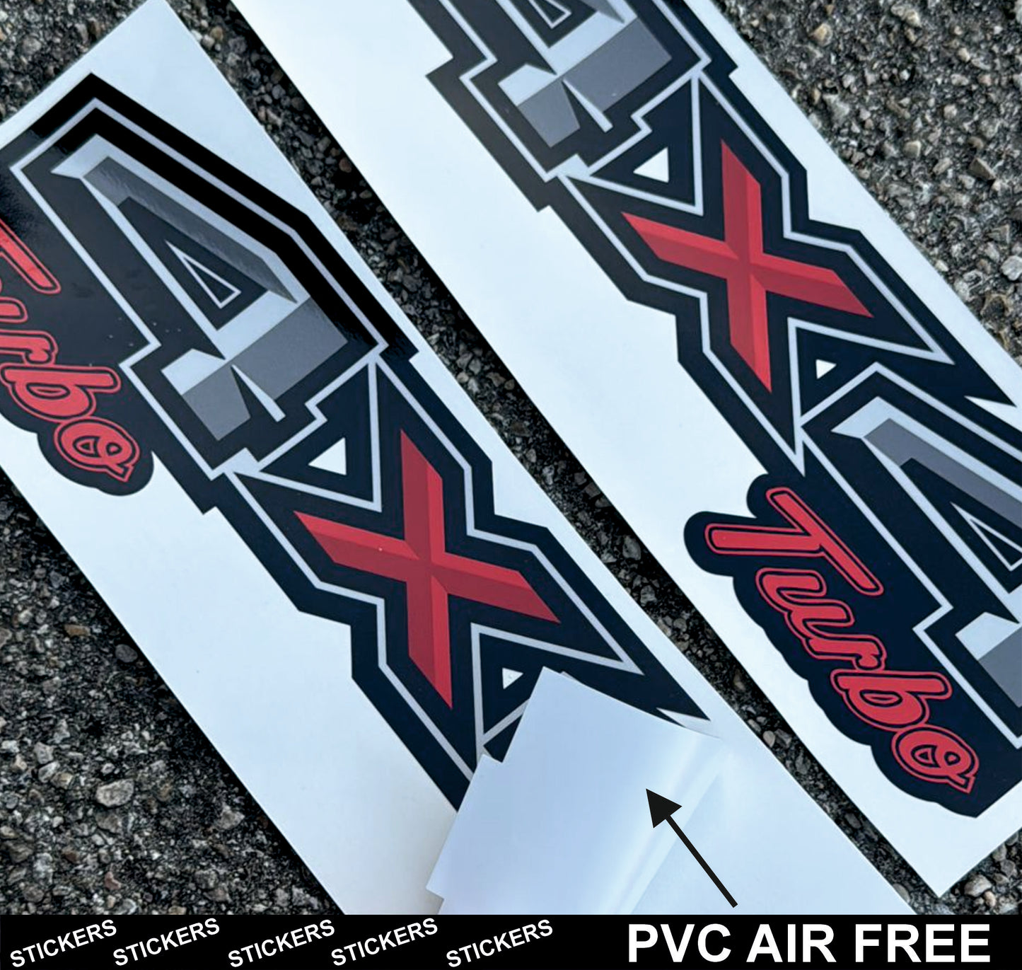 4x4 Turbo Adesivi per Auto e Fuoristrada, Set 2 Decalcomanie Laterali, 35 x 10 cm, Design Sportivo, Resistenti agli Agenti Atmosferici 0449