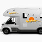 Set Adesivi Camper Tramonto con Onde e Uccelli – Decorazioni Laterali in PVC Air Free (14 Pezzi) 0458
