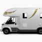 Adesivi per Camper e Roulotte, Decalcomanie Decorative con Stelle, Oro e Nero, Kit GRANDE Completo con Strisce Curve 0459