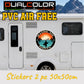 Adesivi Camper 'Surfing and Freedom', PVC Air Free, Rotondi, 50x50 cm, 2 Pezzi Stickers camper decalcomania 0467