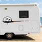 Adesivi Camper Grandi, frase Vita on the Road, con Montagne e Bussola, Nero e Rosso, 100x30 cm, 2 Pezzi 0468