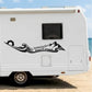 Adesivi Camper con Frasi, Stickers Onde Mare e Montagne, 2 Pezzi, 100x20 cm, Nero, PVC Air Free 0469