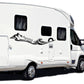 Adesivi Camper con Frasi, Stickers Onde Mare e Montagne, 2 Pezzi, 100x20 cm, Nero, PVC Air Free 0469