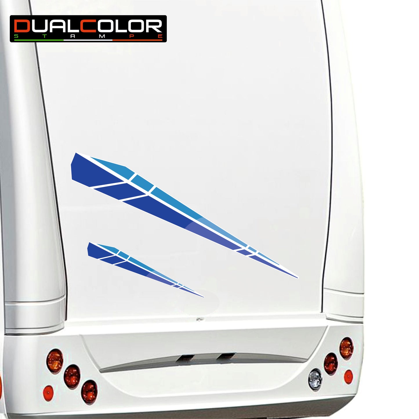 Adesivi per Camper in PVC Air Free, Blu, Design Geometrico, 2 Pezzi, 50x7 cm e 100x14 cm 0471