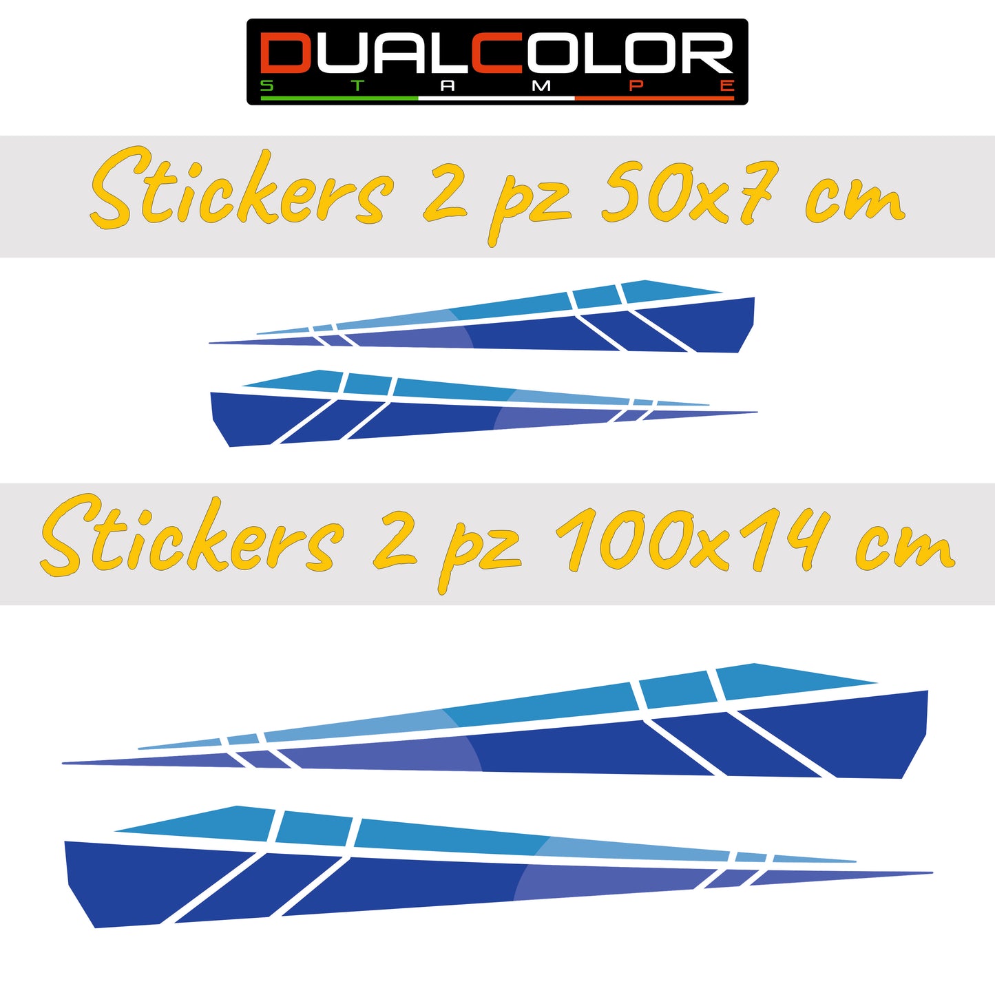 Adesivi per Camper in PVC Air Free, Blu, Design Geometrico, 2 Pezzi, 50x7 cm e 100x14 cm 0471