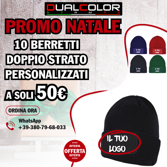10 PZ – Cappellino Personalizzato |Regalo Natalizio -50%
