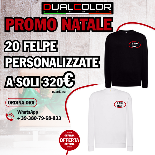 Bundle 20 Felpe Girocollo Personalizzate – 320 €