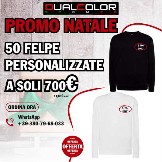 Bundle 50 Felpe Girocollo Personalizzate LATO CUORE – 700 €