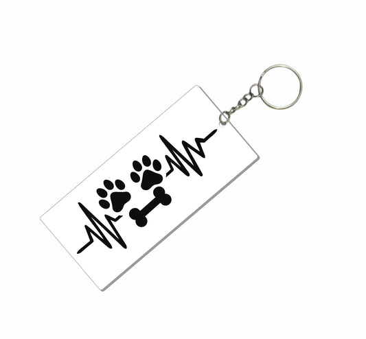 DualColorStampe Portachiavi in Acrilico – Stampa Osso e Zampe Cane | Elegante e Resistente | Perfetto per Amanti degli Animali PORT004