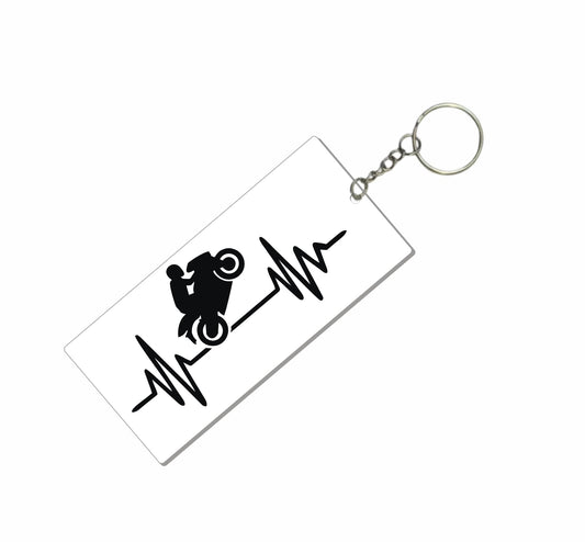 DualColorStampe Portachiavi moto personalizzato battito cardiaco motociclista - regalo papà - Idea regalo personalizzata - regalo san Valentino POR001