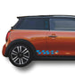 DualColorStampe Adesivi compatibili con MINI Cooper S One JCW R50 R52 R53 R56 R57 F55 F56 F57 per minigonne laterali (4 pezzi) Strisce laterali decalcomania a scacchi 0372