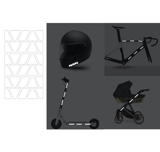 DualColorStampe Kit Adesivi rifrangenti/Riflettenti, Set Sicurezza e visibilità di Notte, Adesivo Universale per Bicicletta/Passeggino/Casco/Moto/Motorino B0149