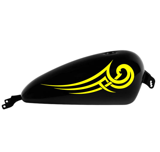 DualColorStampe® Adesivi Compatibili con Harley-Davidson bandiera tribale serbatoio Set 2 stickers Moto Motorbike COD. M0364 (GIALLO FLUO)