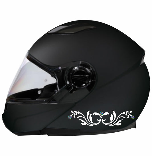 DualColorStampe Adesivi per casco moto motorino Helmet universale Stripes Strisce Design sportivo stickers fiori tribale pvc prismatico C0069