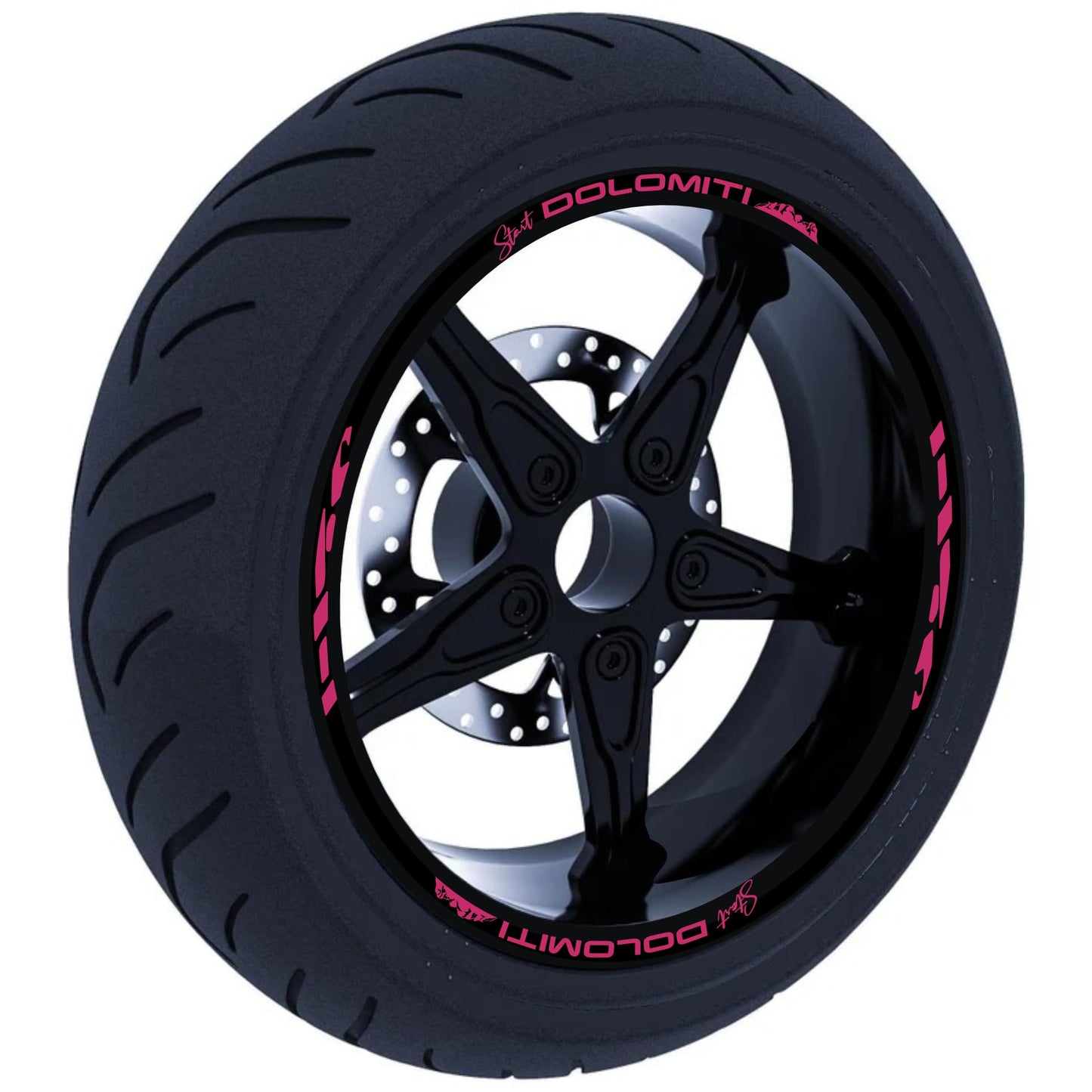 DualColorStampe Stickers Adesivi Set Completo di Cerchi Strisce per Moto per 2 Ruote da 17'' pollici strips Design Racing DOLOMITI D0119